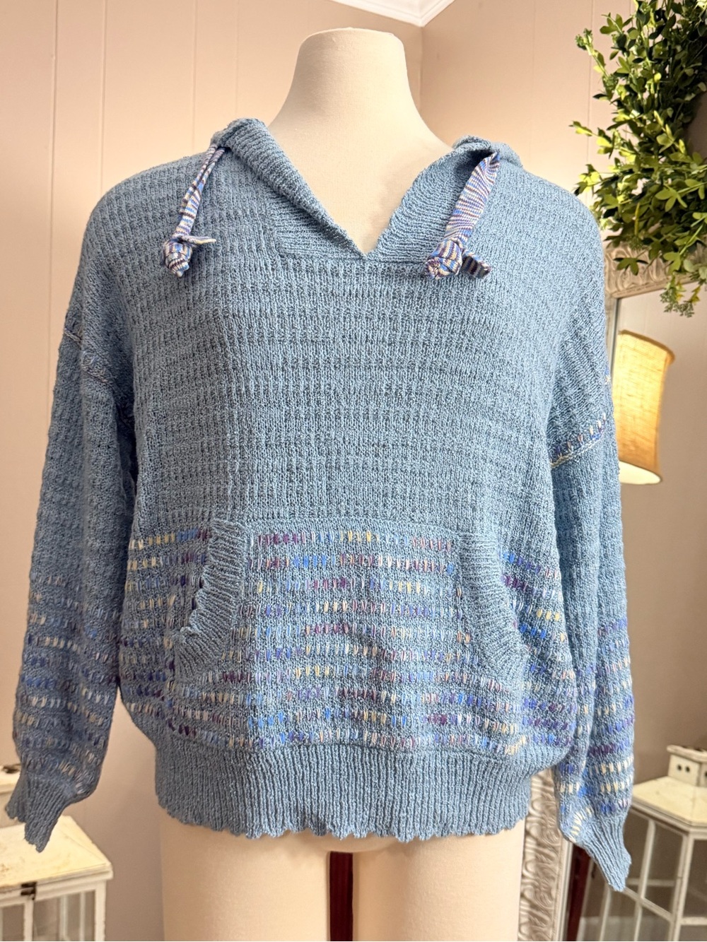 Democracy • Blue Knit Hoodie